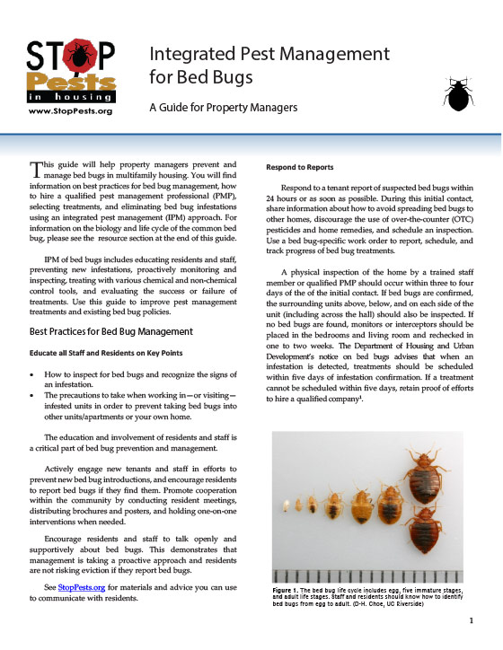 Integrated Pest Management for Bed Bugs
